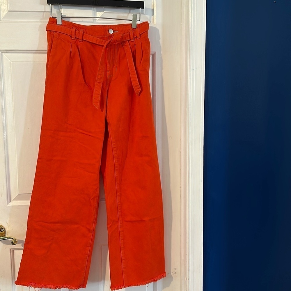 Women’s J. Brand Tie Waist Wide Leg Raw Hem Cotton Jeans Size 26